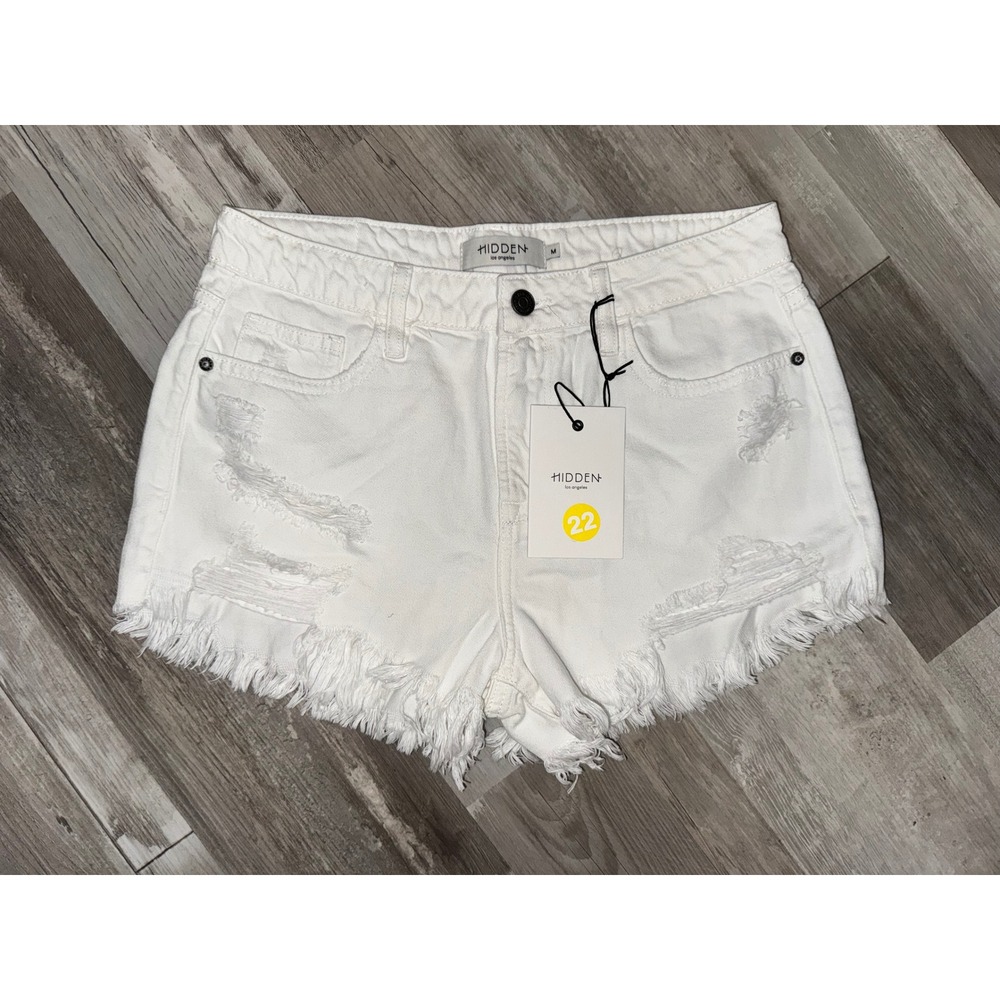 Hidden Jeans Finn Shorts Women White Distressed High Rise HD4138-WHT Size M